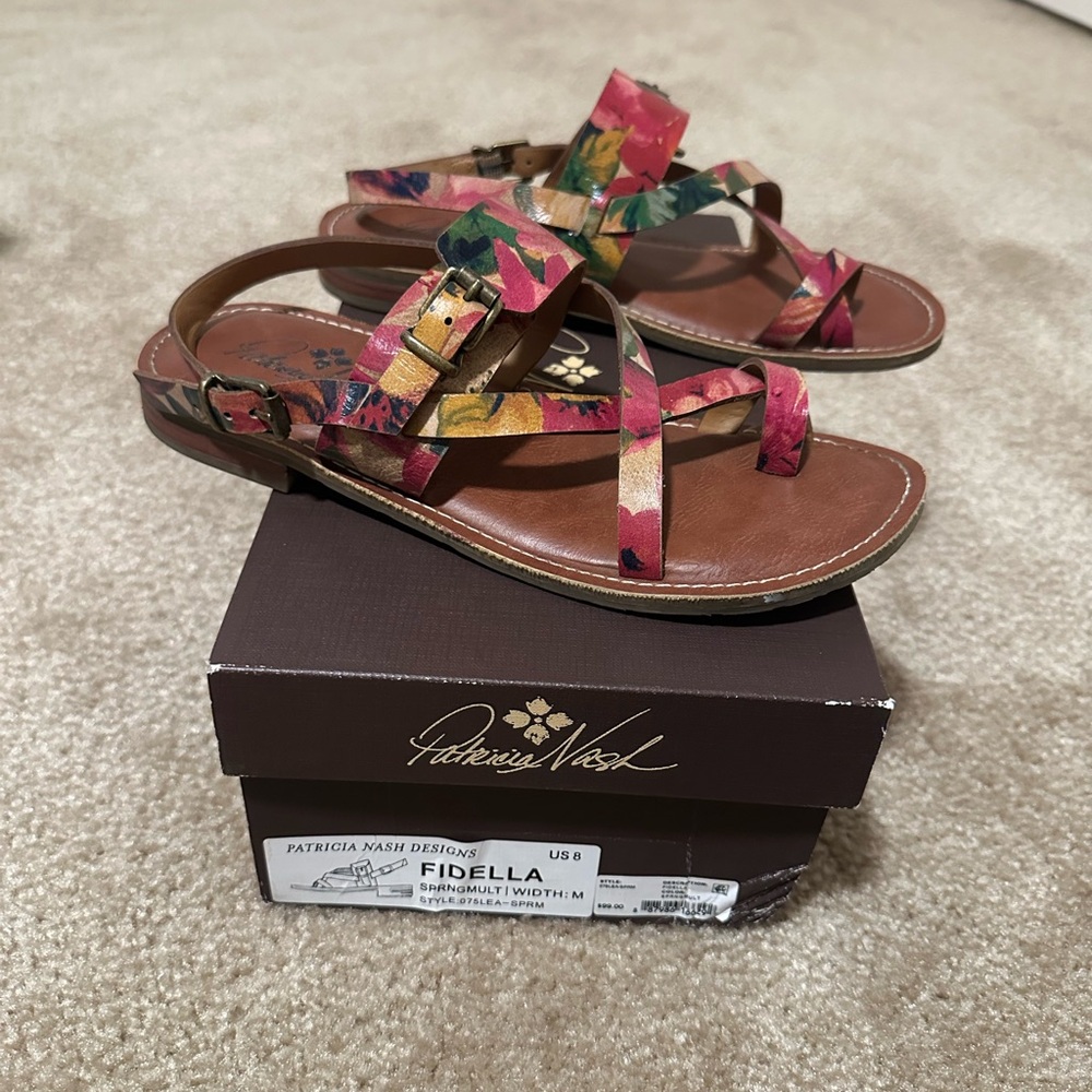 Patricia Nash Red and Pink Strappy Sandals